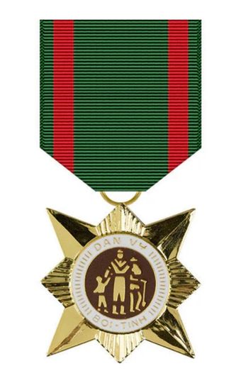 Vietnam Civil Actions Medal with Gold Frame and Palm military award ribbon - Super Thin Ribbons
