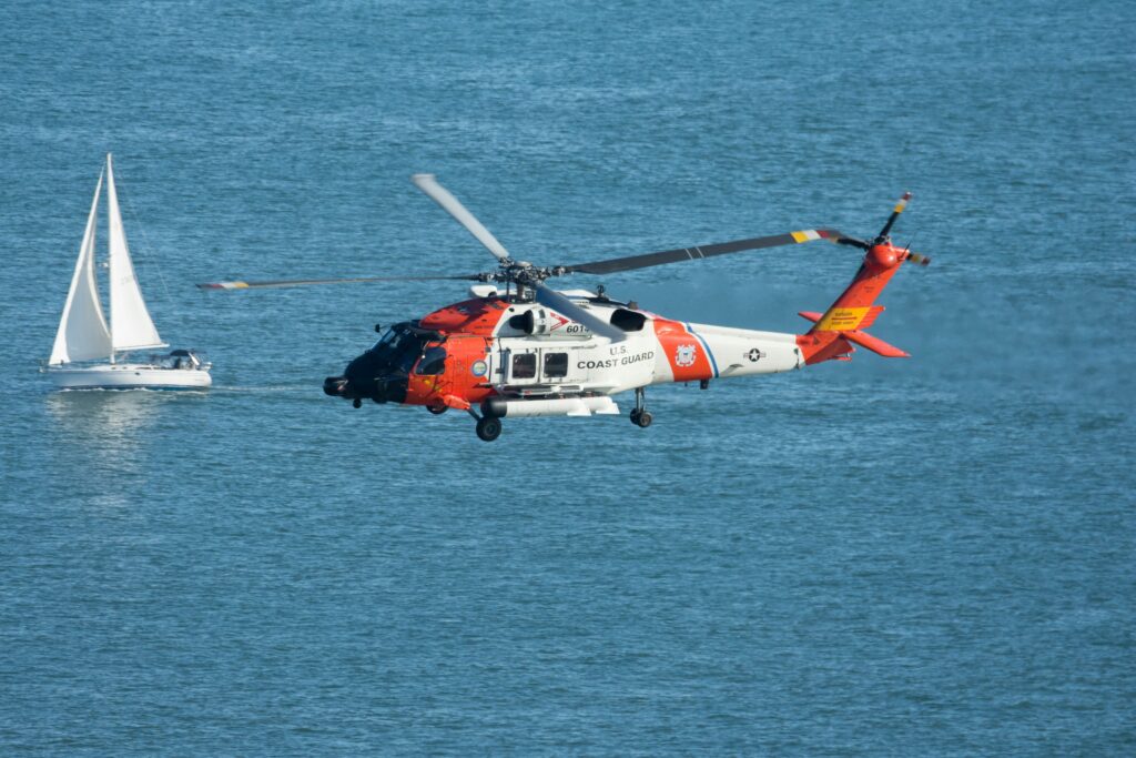 United States Coast Guard MH-60 Jayhawk helicopter at sea - SuperThin Ribbons